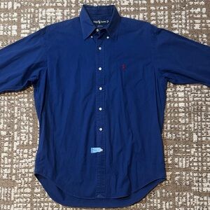 Ralph Lauren Men's Button-Down Shirt in Deep Blue with Red Pony